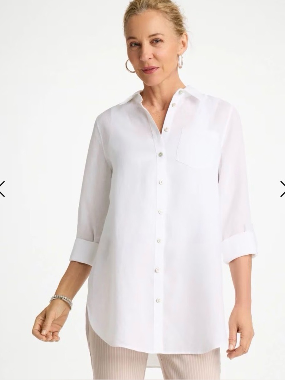 Chico’s  No Iron Linen Tunic white sz 3/16 $129